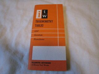 Vintage Itw Trigonometry Tables And Involute Functions Illinois Tool 1956