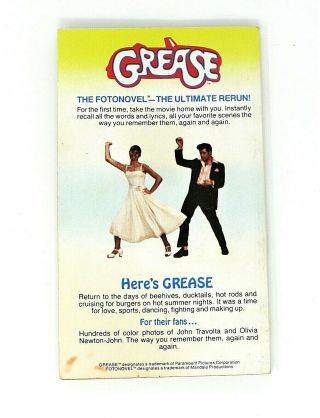 GREASE: FOTONOVEL 1978 1st Printing Musical Movie Film Book 2