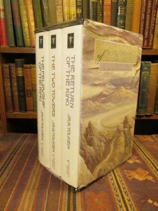 1980s - 90s Tolkien Lord Of The Rings 3 Vol Boxed Set Shrinkwrap Fantasy Slipcase