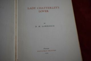 Lady Chatterley ' s Lover by D.  H.  Lawrence (1928,  Privately Printed) 5