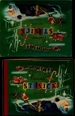 Visions Of St.  Nick In Action - Pop - Up Book In Orig.  Gift Box (1950)