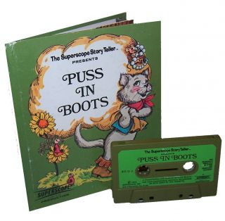 Vintage 1975 Superscope Story Teller Puss In Boots Read - Along Book & Cassette