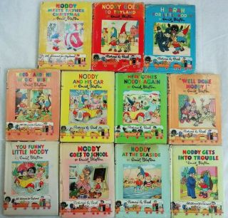 Noddy 11 Vintage Books By Enid Blyton,  With Dust Jackets,  1 - 10 & Christmas
