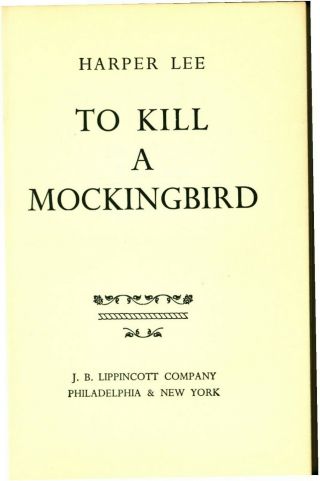 Harper Lee,  To Kill A Mockingbird,  18th Impression Of The lst Edition in DJ 4
