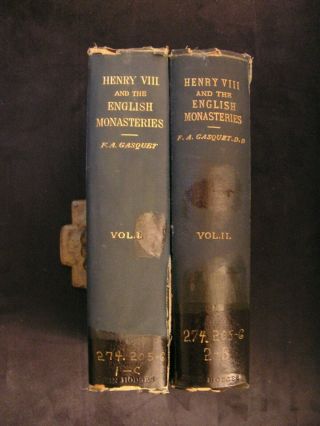 1895 Henry Viii And The English Monasteries History Of Suppression 2 Volume Set