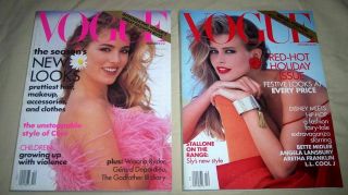 2 Vintage Vogue Magazines December 1990 And December 1991 Women 