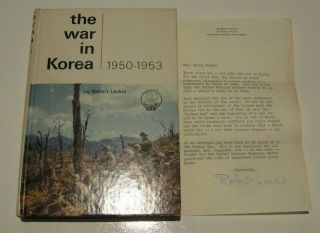 The War In Korea 57 World Landmark Hb/pc With Author Letter Very Fine