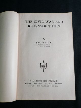 Civil War Reconstruction By J G Randall 1937