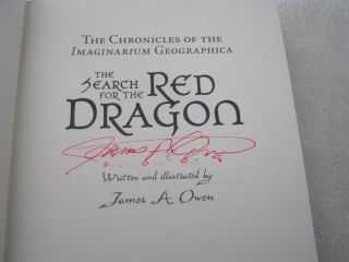 SIGNED by JAMES A.  OWEN - THE SEARCH FOR THE RED DRAGON: GEOGRAPHICA - Hb Dj 1ST 2