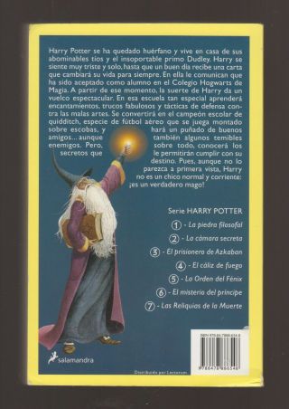 VG Spanish Language Softcover ED Harry Potter Philosopher ' s Stone by JK Rowling 3
