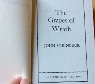 THE GRAPES OF WRATH by John Steinbeck,  1939,  Hardcover Viking Press,  BCE 6