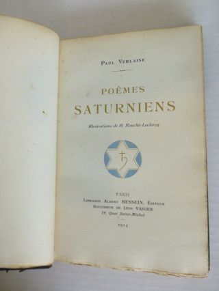 Paul Verlaine Poemes Saturniens 1914 Edition Bouche - Leclercq Illust.