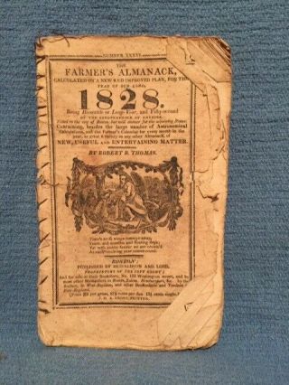 1828 Farmer’s Almanac Robert Thomas Astronomical Calculations Farming