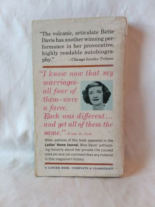 Bette Davis THE LONELY LIFE autobiography vintage 1963 PB 2
