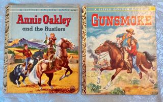 2 1950s Vintage,  A Little Golden Books,  Gunsmoke & Annie Oakley & The Rustlers.
