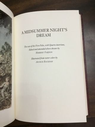 A Midsummer Nights’s Dream by William Shakespeare 1992 The Easton Press Book 8