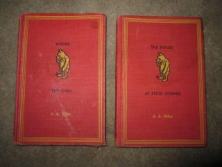 2 Vtg Hc Books,  Winnie The Pooh & The House At Pooh Corner By A.  A.  Milne,  1961