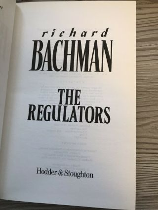 The Regulators by Stephen King as Richard Bachman Hardback 1st Edition 1st Print 3