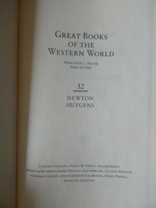 Britannica Great Books Of The Western World Sir Isaac Newton Christiaan Huygens