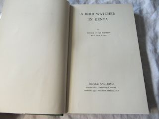 A Bird Watcher in Kenya - Vernon D Van Someren 1958 1st ed HB - DJ 5