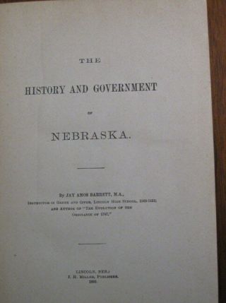 The History and Government of Nebraska by Barrett Indians Territory Traders 1892 4