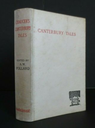 1886 Canterbury Tales Chaucer Kegan Pollard Full Vellum Binding Aimee Cholmeley