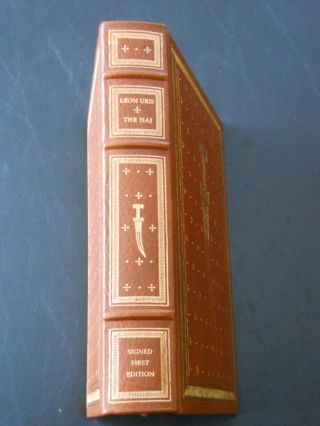 THE HAJ BY LEON URIS FRANKLIN LIBRARY SIGNED FIRST EDITION LEATHER 4