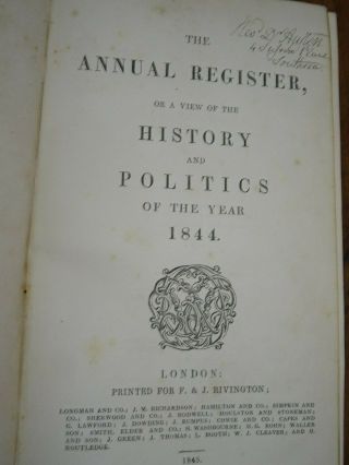1845 THE ANNUAL REGISTER OF THE YEAR 1844 IRELAND INDIA LABOUR IN FACTORIES ^ 2