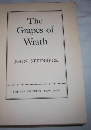 The Grapes of Wrath 10th Printing 1939 hardcover with dust jacket John Steinbeck 7