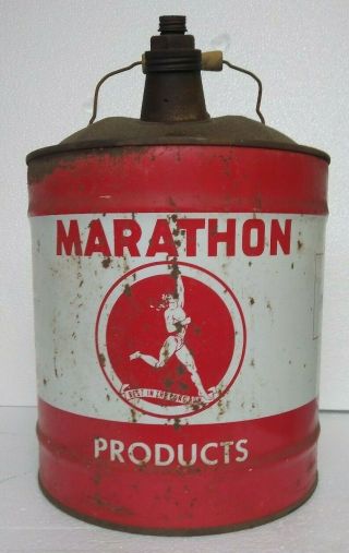 Vintage 5 Gallon Marathon Motor Oil Can Marathon Products Ohio