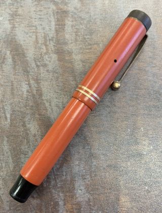 Vintage Parker Lucky Curve Duofold Jr Orange Red Fountain Pen