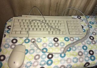 Vintage 1991 Apple Keyboard Ii,  M0487,  With Cable & 1 M2706 Mouse Work