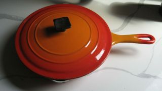 Vintage Le Creuset Flame Fry Pan 8 1/2 " Fry Pan Orange And Red