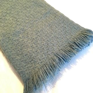 Vintage Pendleton Throw 67 X 52 100 Pure Virgin Wool Fringe Blanket Blue