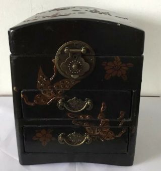 Gorgeous Vintage Oriental Leather & Wooden Box Brass Details