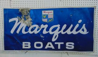 Vintage Marquis Boats Embossed Metal Advertising Sign Stout Sign Co.