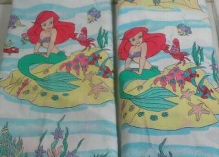 Vintage The Little Mermaid Twin Bed Flat,  Fitted,  Sheet Ariel Disney Made In Usa