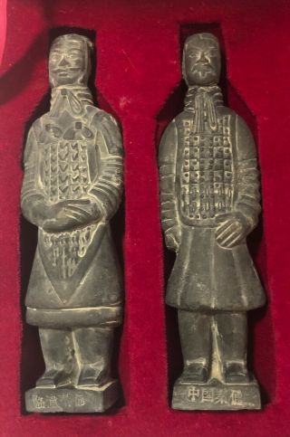 Vintage Chinese Clay Soldiers Boxed Set of 5 Terra Cotta Warrior Figurines 6 