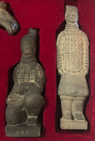 Vintage Chinese Clay Soldiers Boxed Set of 5 Terra Cotta Warrior Figurines 6 