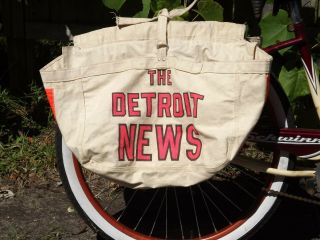 Vintage Detroit News Bicycle Saddle Bag,  Delivery Bag,  News Boy Bag