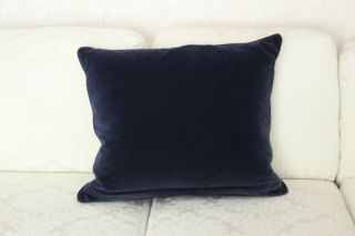Vintage Handmade Needlepoint Pillow Cushion Navy Blue Cream 23 