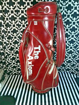 Vintage 1980 ' s Arnold Palmer Axiom HOT - Z STAFF TOUR Red Leather Golf Bag 3