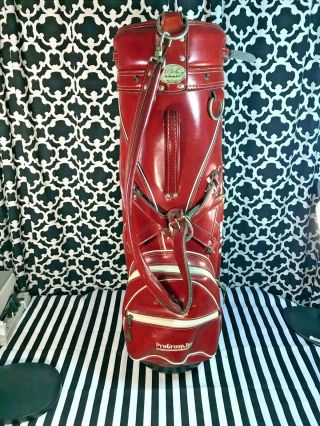 Vintage 1980 ' s Arnold Palmer Axiom HOT - Z STAFF TOUR Red Leather Golf Bag 5