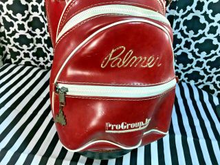 Vintage 1980 ' s Arnold Palmer Axiom HOT - Z STAFF TOUR Red Leather Golf Bag 6