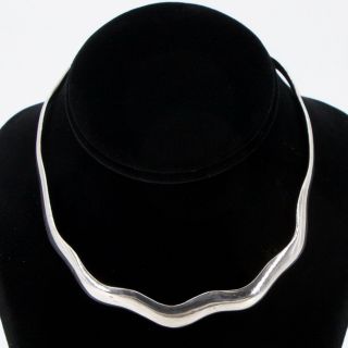 Vtg Sterling Silver - Mexico Taxco Solid Curved 14 " Collar Choker Necklace - 41g