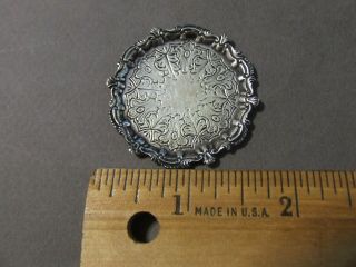 Vintage Dollhouse Miniature Sterling Silver Cini Signed Embossed Platter
