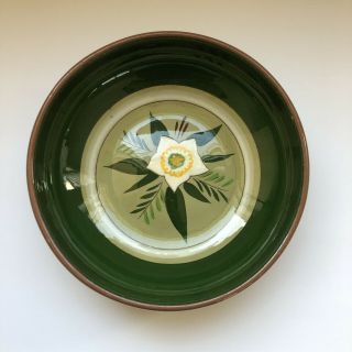 Vintage Stangl Pottery Bowl Star Flower Dark Green 8 Inches Vegetable Trenton Nj
