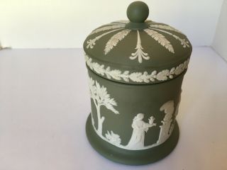 Vintage Wedgwood Jasperware Sage Green Tobacco/candy Covered Jar