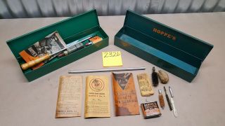 2 Vintage Frank Hoppes Gun Cleaning Kit Metal Tin Boxes Rifle Shotgun