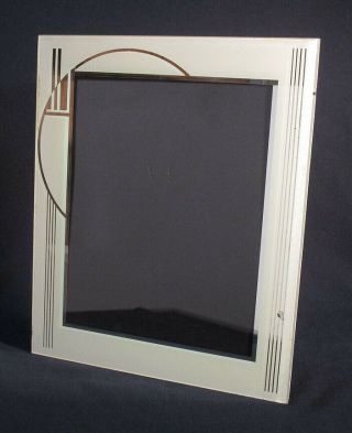 1930s Vintage Art Deco Reverse Painted Glass Picture Frame Streamlined 8 X 10